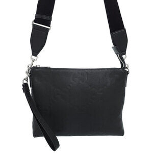 Gucci Jumbo GG Messenger Bag black embossed leather